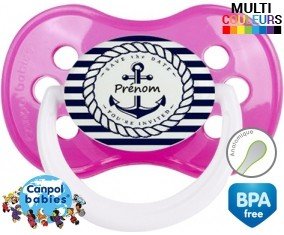 Marine rayée + prénom: Sucette Anatomique-su7.fr