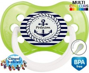 Marine rayée + prénom: Sucette Anatomique-su7.fr