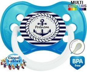 Marine rayée + prénom: Sucette Anatomique-su7.fr
