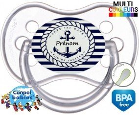 Marine rayée + prénom: Sucette Anatomique-su7.fr