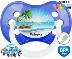 Tetine Vacances plage + prénom embout Anatomique personnalisée