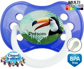 Toucan tropical + prénom: Sucette Anatomique-su7.fr