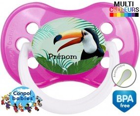 Toucan tropical + prénom: Sucette Anatomique-su7.fr