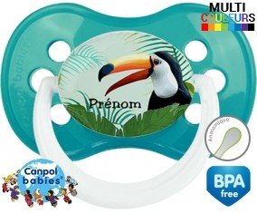 Toucan tropical + prénom: Sucette Anatomique-su7.fr