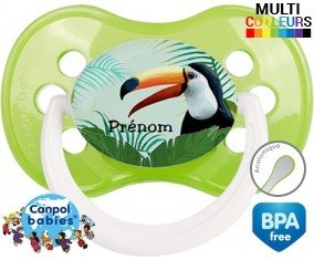 Toucan tropical + prénom: Sucette Anatomique-su7.fr