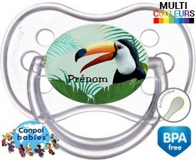 Toucan tropical + prénom: Sucette Anatomique-su7.fr