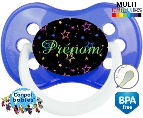 Étoiles brillante nuit + prénom : Sucette Anatomique personnalisée